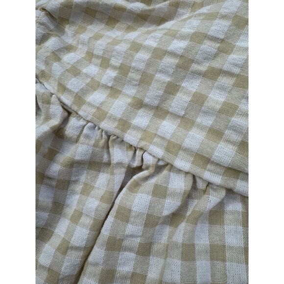 Old Navy Women Puff-Sleeve Smocked Seersucker Babydoll Top 3X Yellow Tan Gingham - Picture 11 of 16